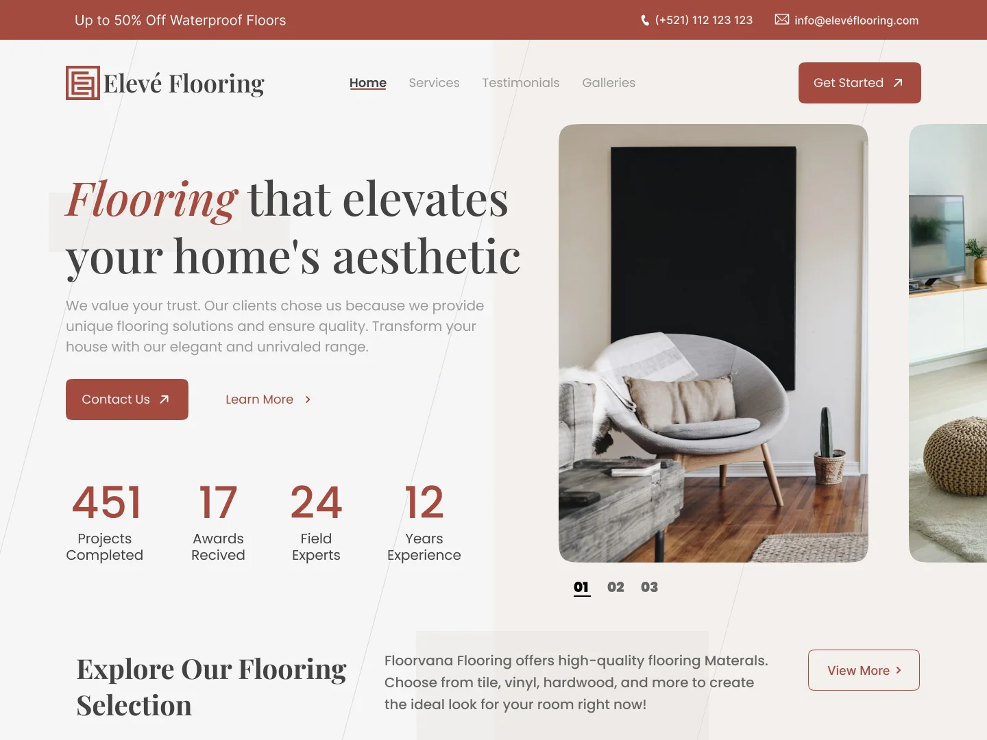 Modern flooring website preview by Brllo Studio